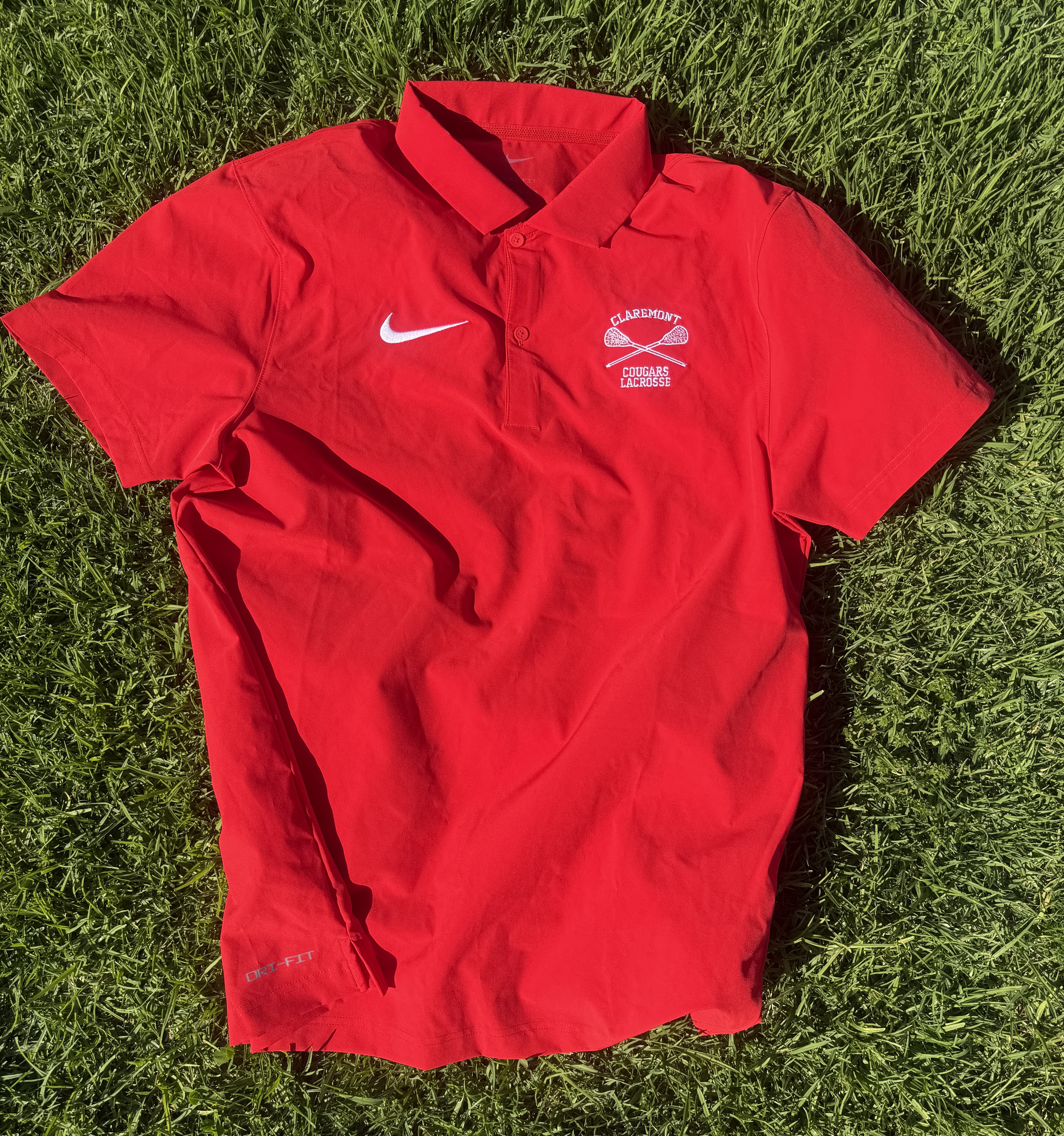Red Polo shirt with lacrosse logo